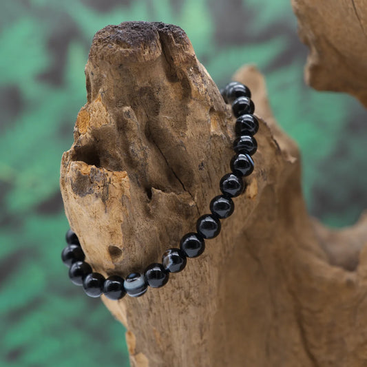 Edelstein-Armband aus 6 mm schwarzem Achat – erdet und stärkt Schutz.