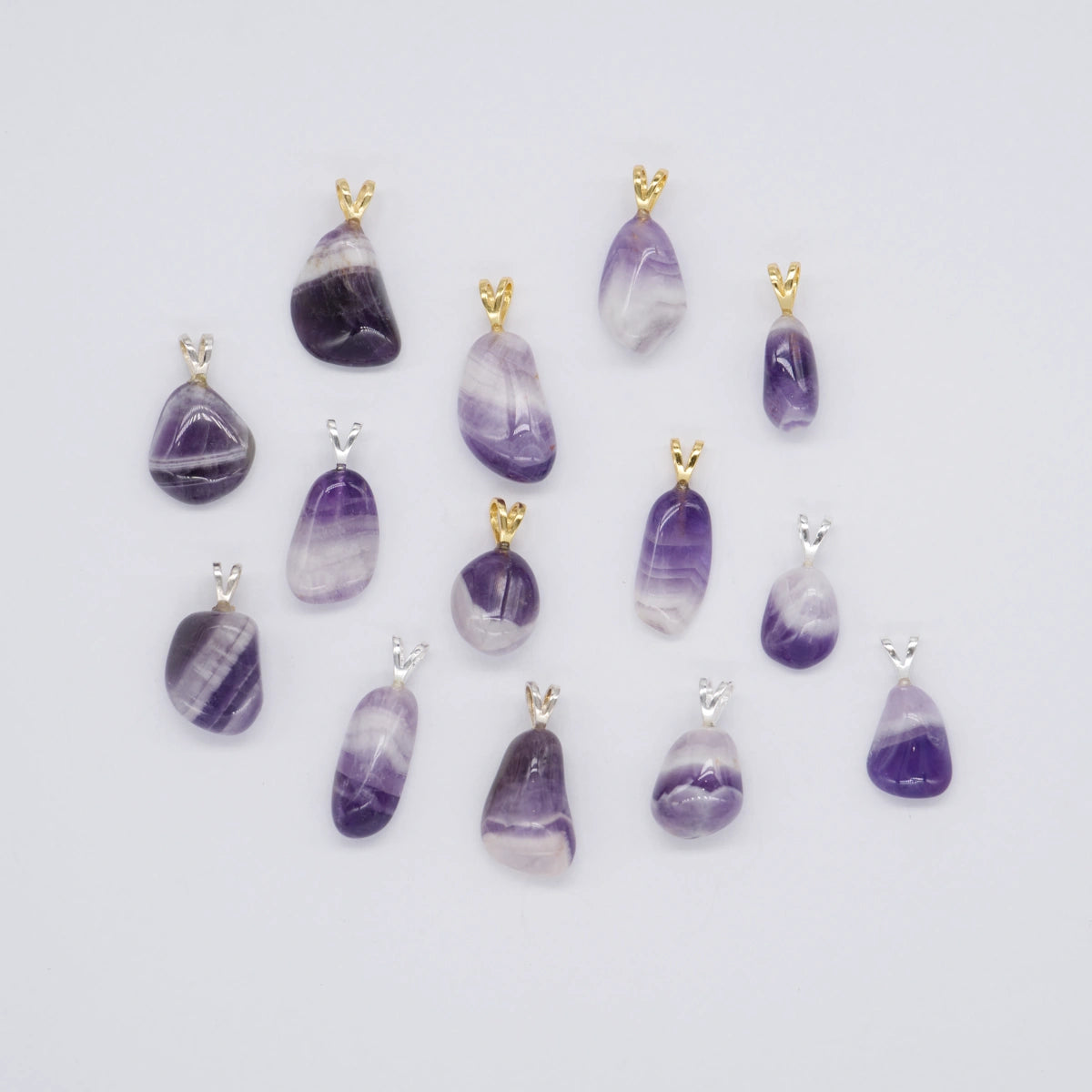 Amethyst Chevron Anhänger mini in Gold & Silber