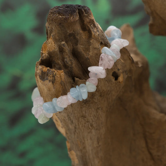 Splitterarmband aus buntem Beryll-Mix – fördert Lebensfreude und emotionale Balance.