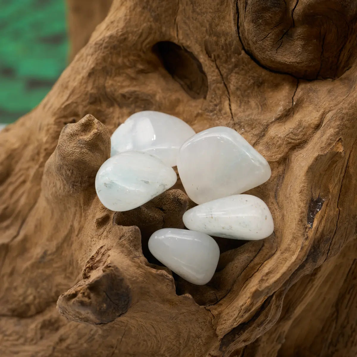 Blauer Calcit-Trommelstein – beruhigt Nerven und stärkt Klarheit.