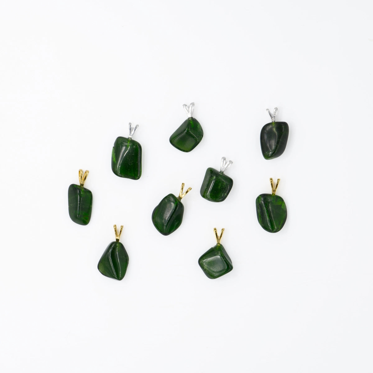 Chromdiopsid 1A-Qual. Anhänger mini in Gold & Silber