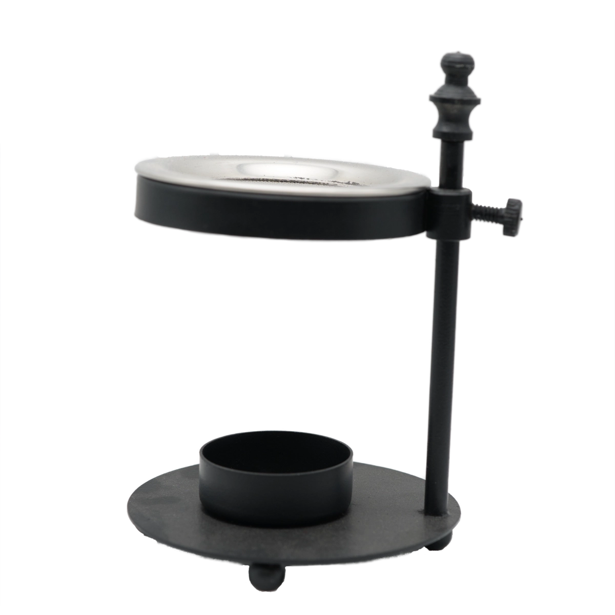 Höhenverstellbares Räucherstövchen Laya aus pulverbeschichtetem Eisen mit Edelstahlsieb – ideal für Harze und Kräuter, online kaufen bei Calerris.