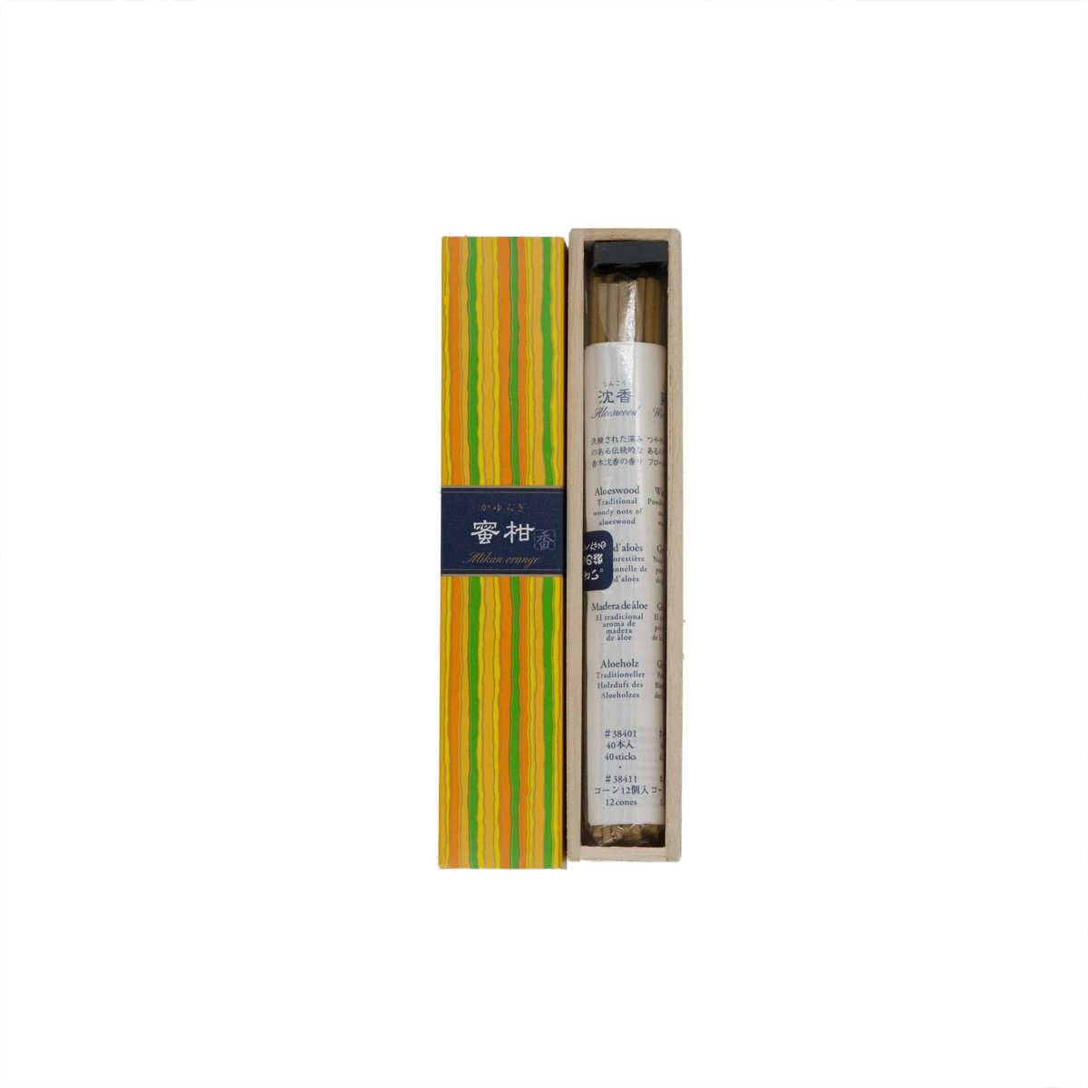 Kayuragi Japanische Orange Räucherstäbchen – frischer, zitrusartiger Duft in edler Kimonobox. Japanisches Räucherwerk für Energie, Klarheit und Lebensfreude.