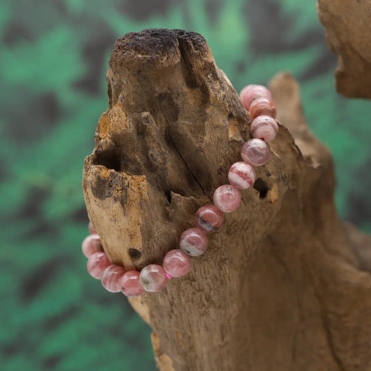 Edelstein-Armband aus 8 mm Rhodochrosit-Perlen – öffnet das Herz und stärkt Selbstliebe.