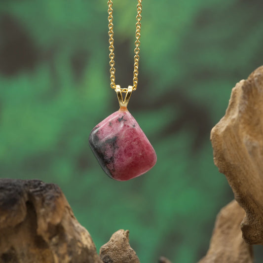 Mini-Rhodonit in Rosa-Schwarz – zarte Herzbalance & Schutz.