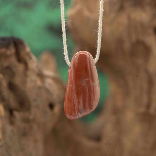 Versteinertes Holz Anhänger gelocht