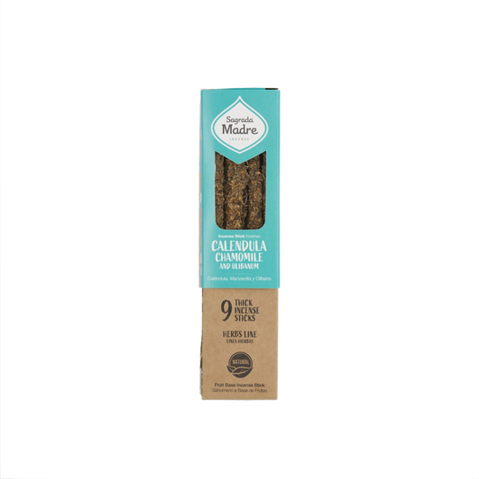 Sagrada Madre Herbal Räucherstäbchen Kamille, Ringelblume & Weihrauch – handgefertigte 9 Sticks aus Argentinien, beruhigend und reinigend für Meditation & Harmonie.
