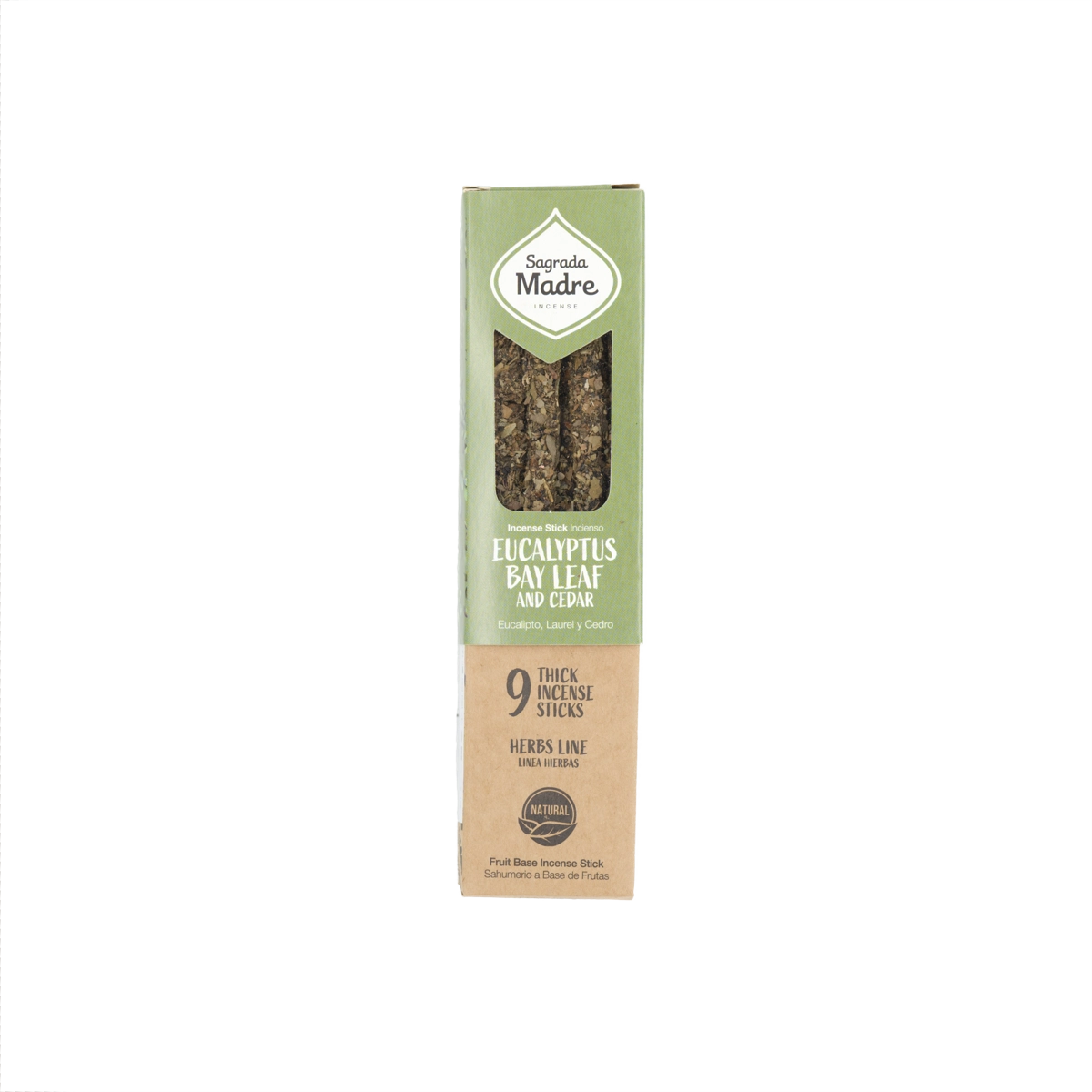 Sagrada Madre Herbal Räucherstäbchen Eukalyptus, Lorbeer & Zeder – 9 handgefertigte Sticks aus Argentinien, reinigend, klärend und erdend für Körper und Geist.