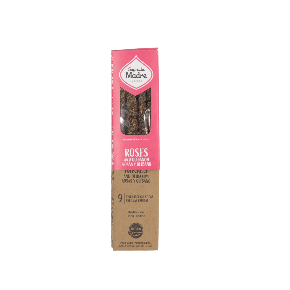 Sagrada Madre Herbal Räucherstäbchen Rose & Weihrauch – 9 handgefertigte Sticks aus Argentinien, mit süß-blumigem Duft für Liebe, Harmonie und innere Ruhe.