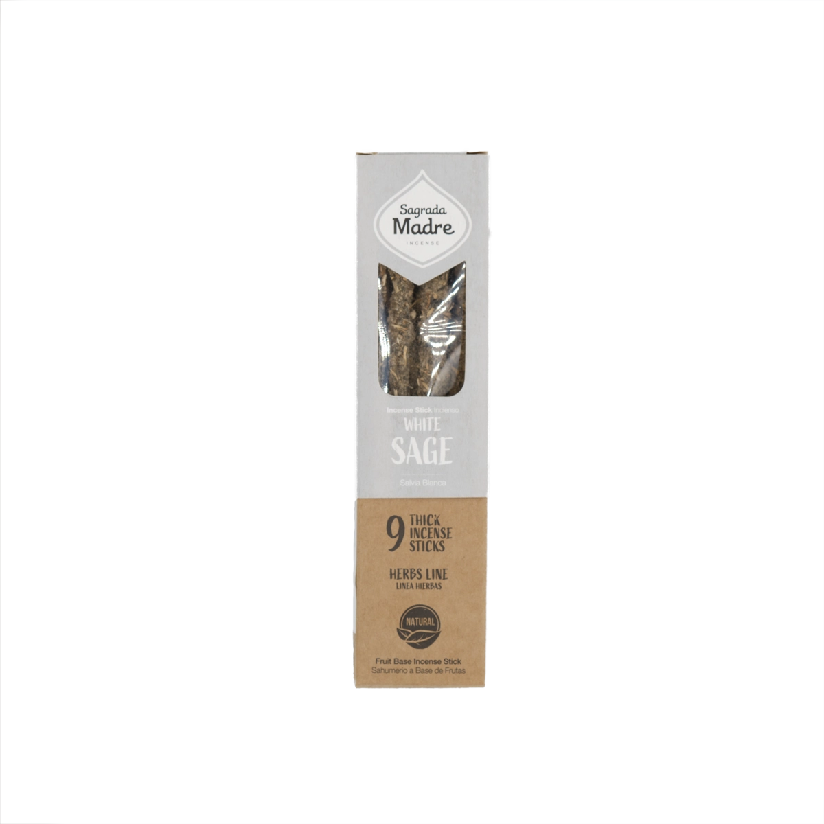 Sagrada Madre Herbal Räucherstäbchen Weißer Salbei – 9 handgefertigte Sticks aus Argentinien, mit reinigendem, klaren Duft für spirituelle Reinigung und Schutz.