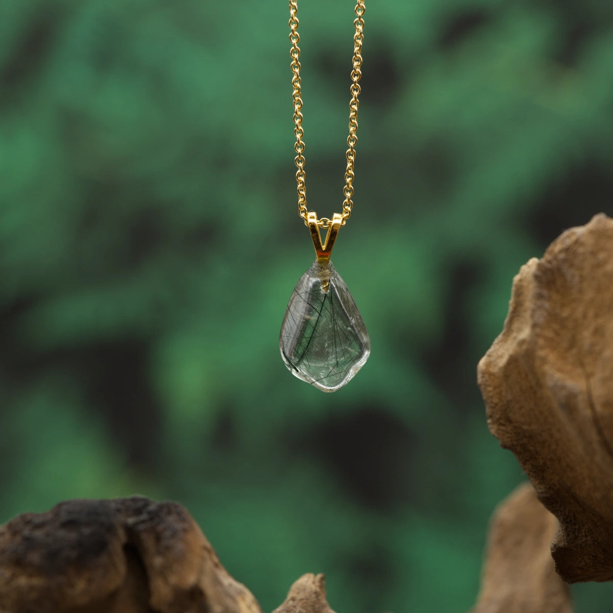 Aktinolithquarz 1A-Qual. Anhänger mini in Gold & Silber