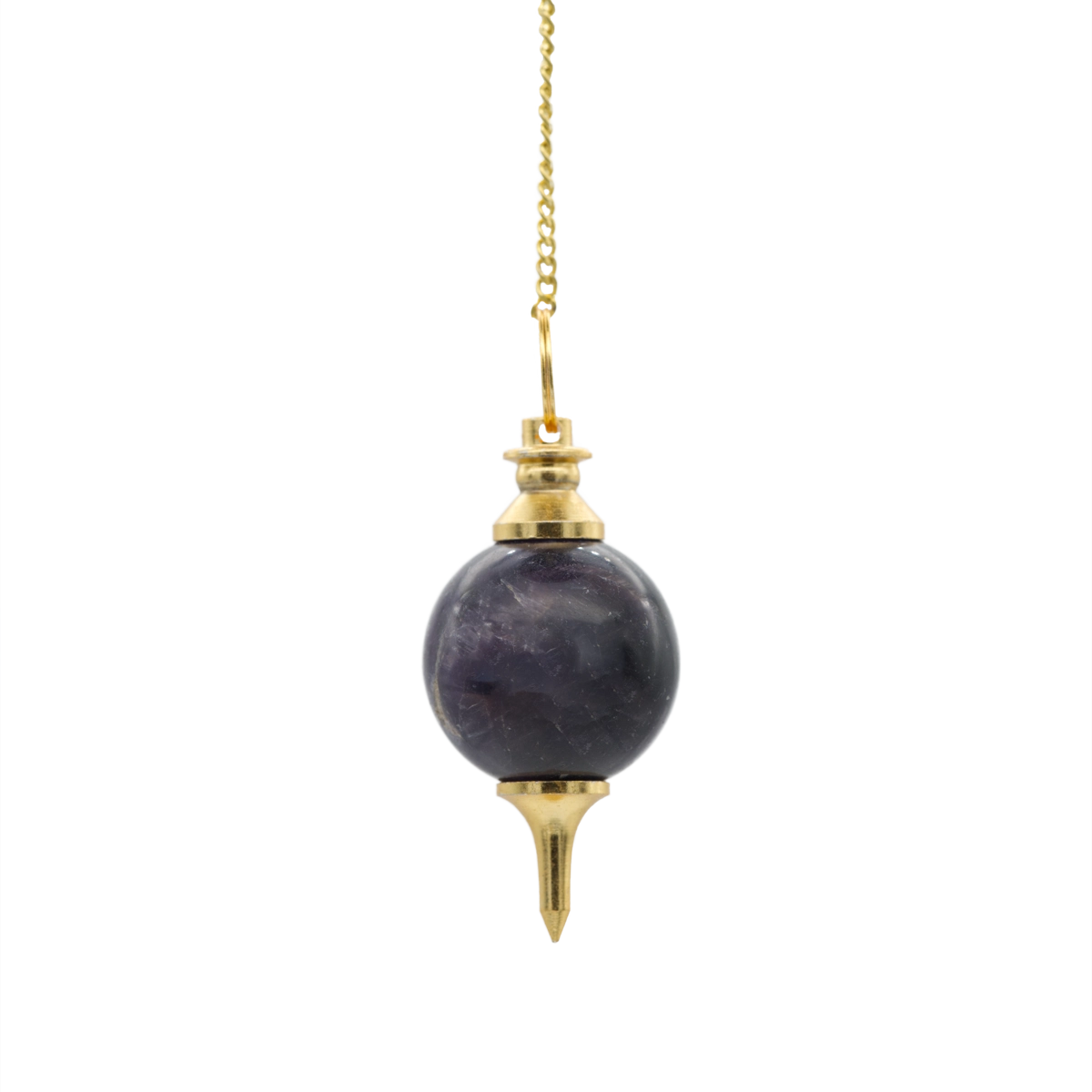 Amethyst-Kugel Pendel mit filigraner Kette – ideal für Energiearbeit, Meditation und Pendelübungen, jetzt online kaufen bei Calerris.