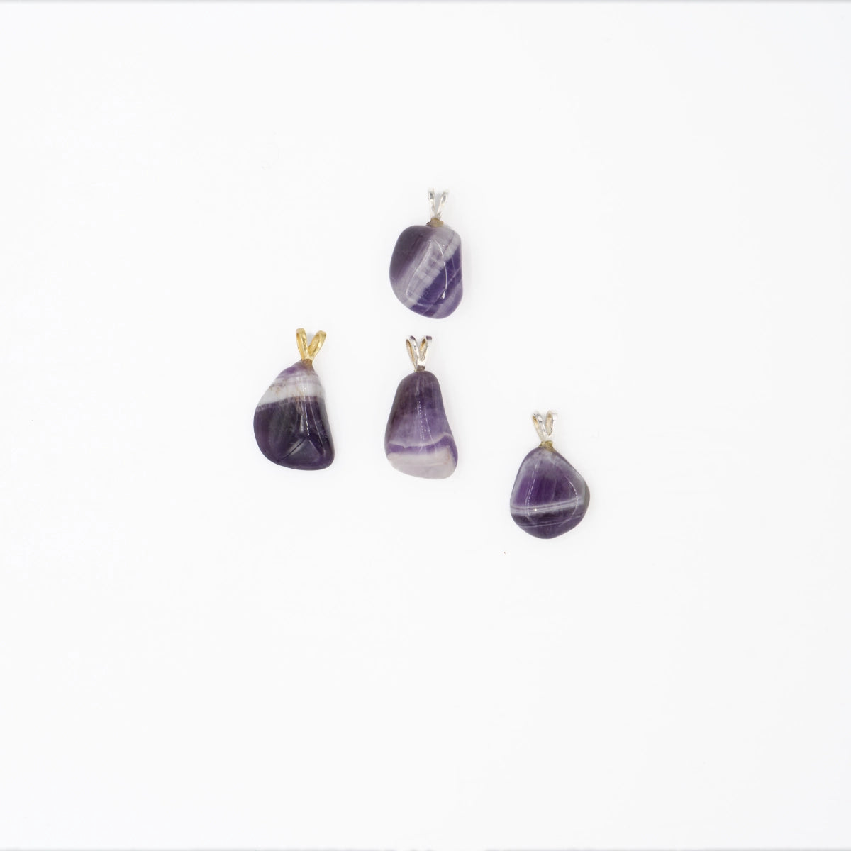 Amethyst Chevron Anhänger mini in Gold & Silber