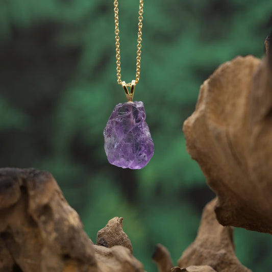 Amethyst roh Anhänger in Gold & Silber