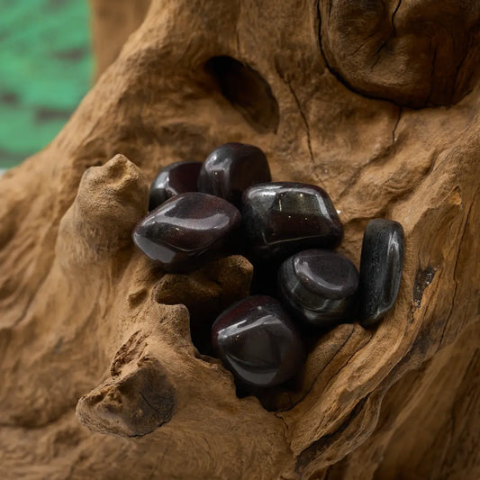 Dunkelroter Ancestralit-Trommelstein – fördert Verwurzelung und innere Kraft.