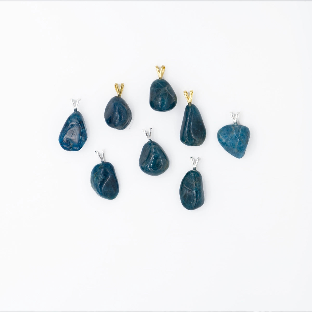 Apatit blau Anhänger mini in Gold & Silber