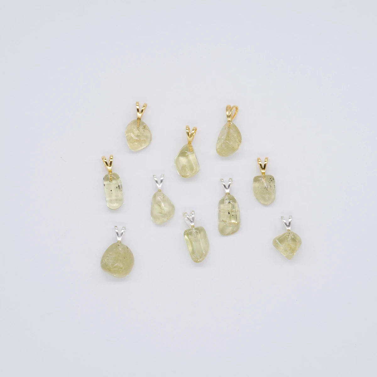 Apatit gelb 1A-Qual. Anhänger mini in Gold & Silber