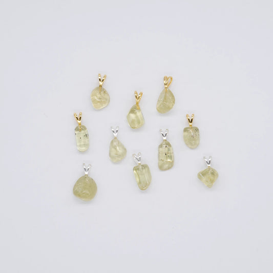 Apatit gelb 1A-Qual. Anhänger mini in Gold & Silber