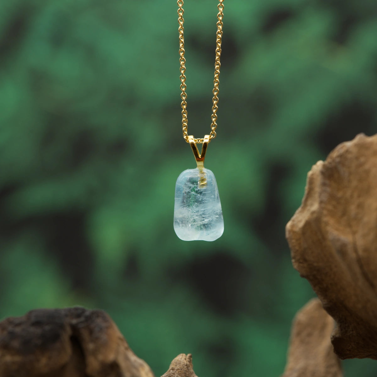 Aquamarin 1A-Qual Anhänger mini in Gold & Silber