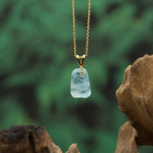 Aquamarin 1A-Qual Anhänger mini in Gold & Silber