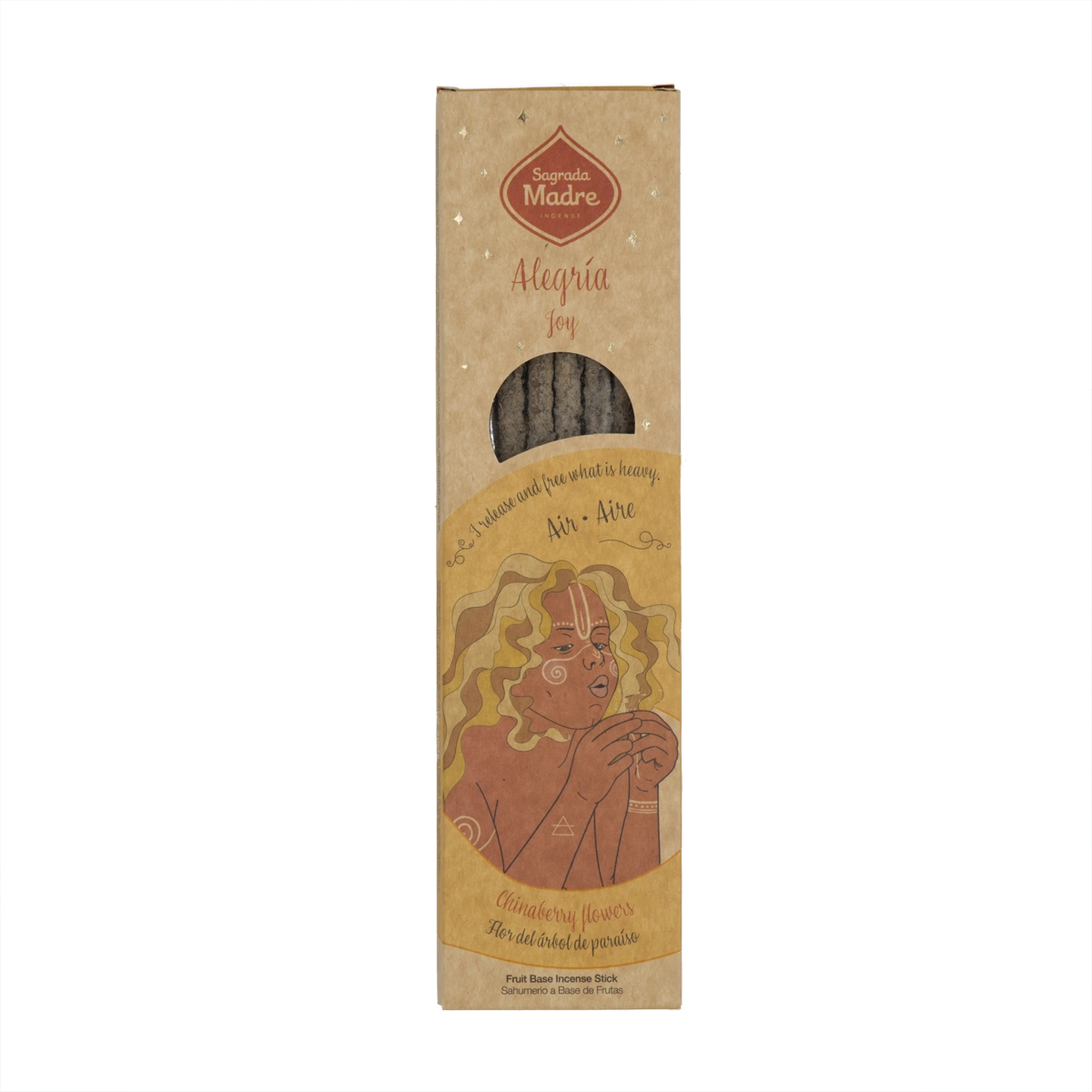 Sagrada Madre Element Luft Räucherstäbchen – 6 handgefertigte Sticks mit dem süß-frischen Duft des Paradiesbaums für Freude, Klarheit und Leichtigkeit.