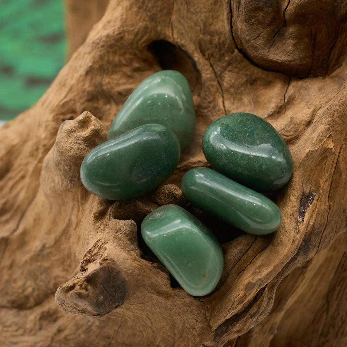 Grüner Aventurin-Trommelstein – bringt Glück und Gelassenheit.