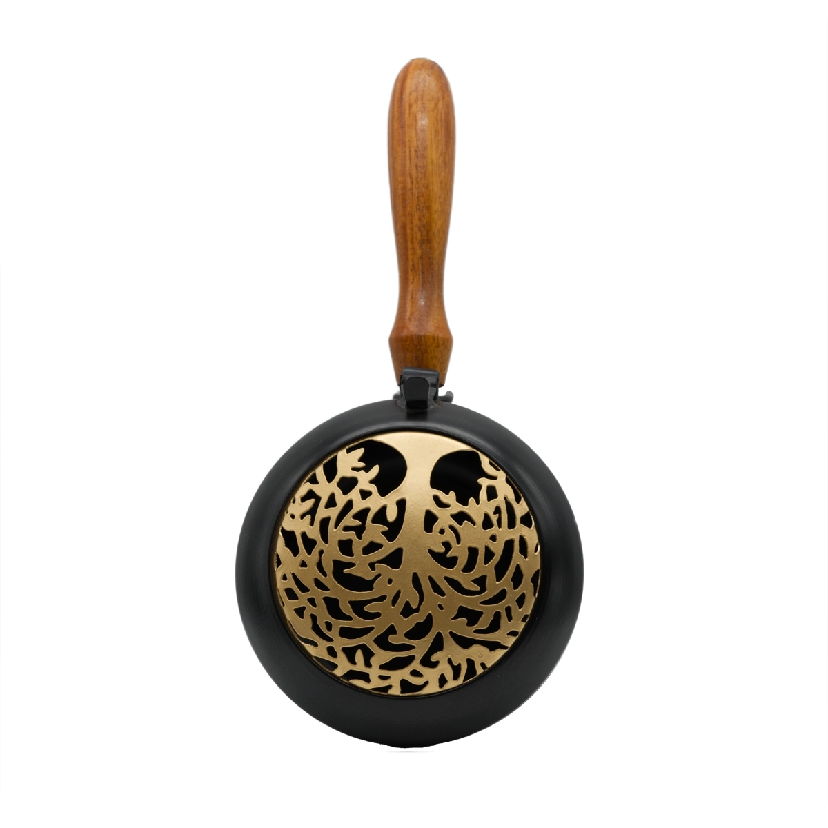 Räuchergefäß Yggdrasil aus Eisen mit Holzgriff – inspiriert vom Weltenbaum, ideal für Schutz- und Reinigungsrituale, online kaufen bei Calerris.