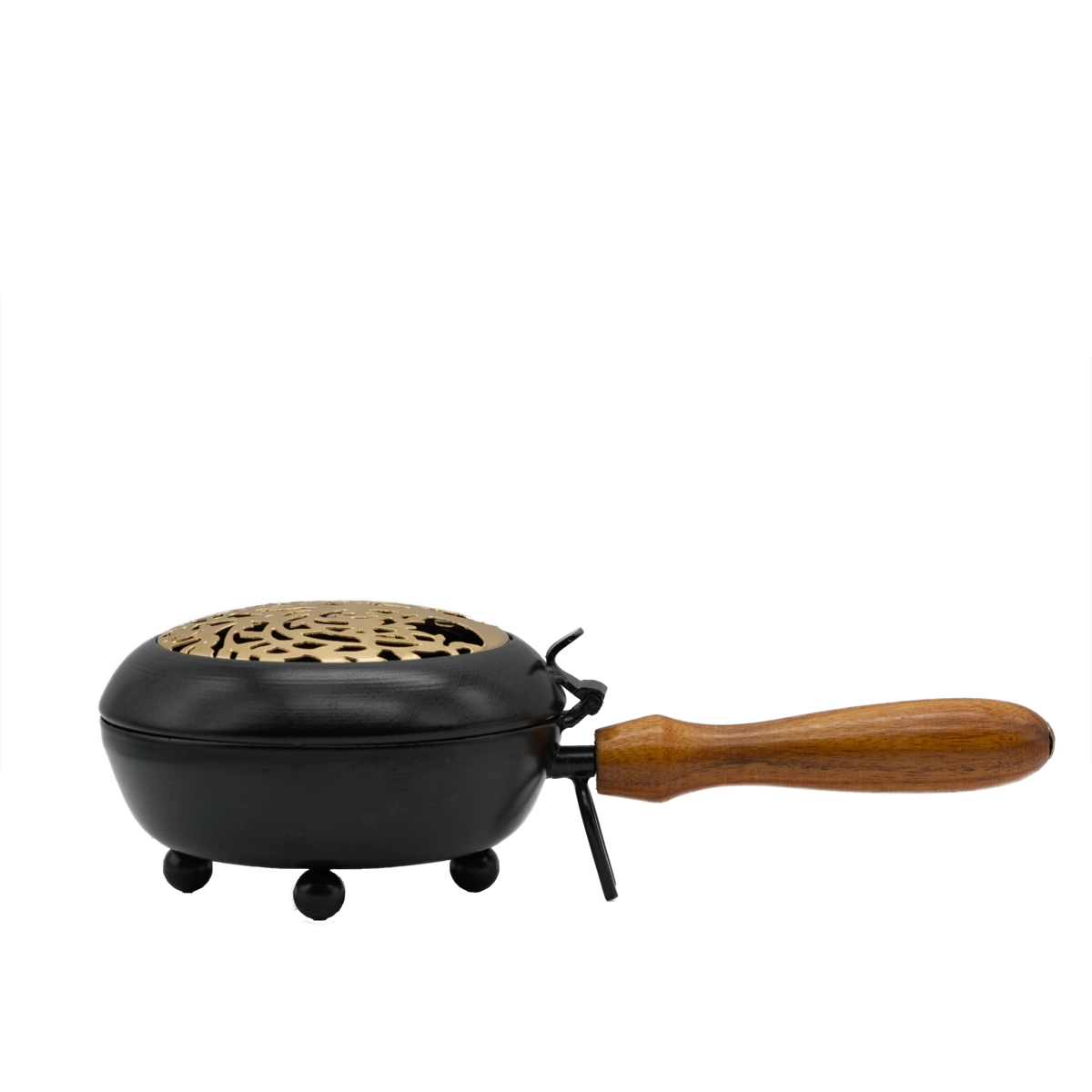 Räuchergefäß Yggdrasil aus Eisen mit Holzgriff – inspiriert vom Weltenbaum, ideal für Schutz- und Reinigungsrituale, online kaufen bei Calerris.