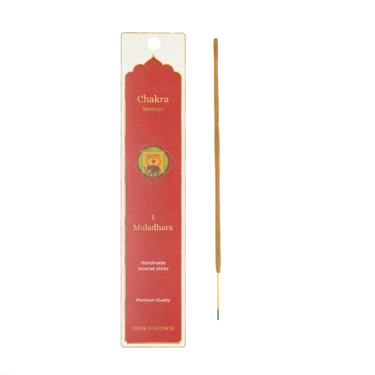 Fiore d’Oriente Chakra Räucherstäbchen Wurzelchakra – 10 natürliche Sticks zur Förderung von Erdung, Stabilität und innerem Gleichgewicht.
