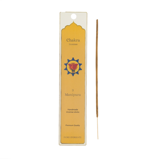 Fiore d’Oriente Chakra Räucherstäbchen Nabelchakra – 10 natürliche Sticks zur Stärkung von Willenskraft, Selbstvertrauen und innerer Energie.