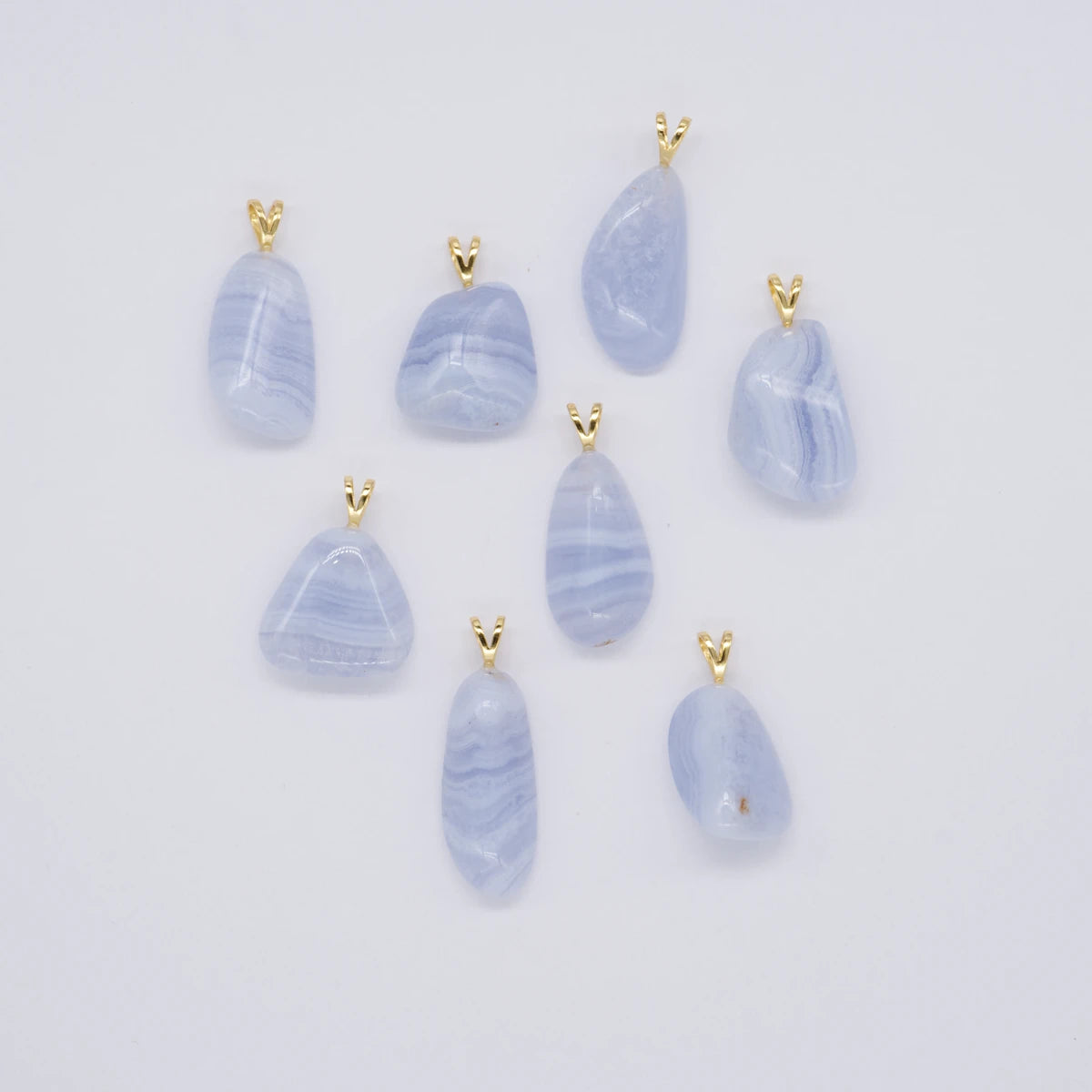 Chalcedon blau gebändert Anhänger in Gold & Silber
