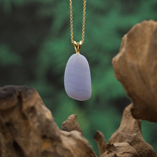 Chalcedon blau gebändert Anhänger in Gold & Silber