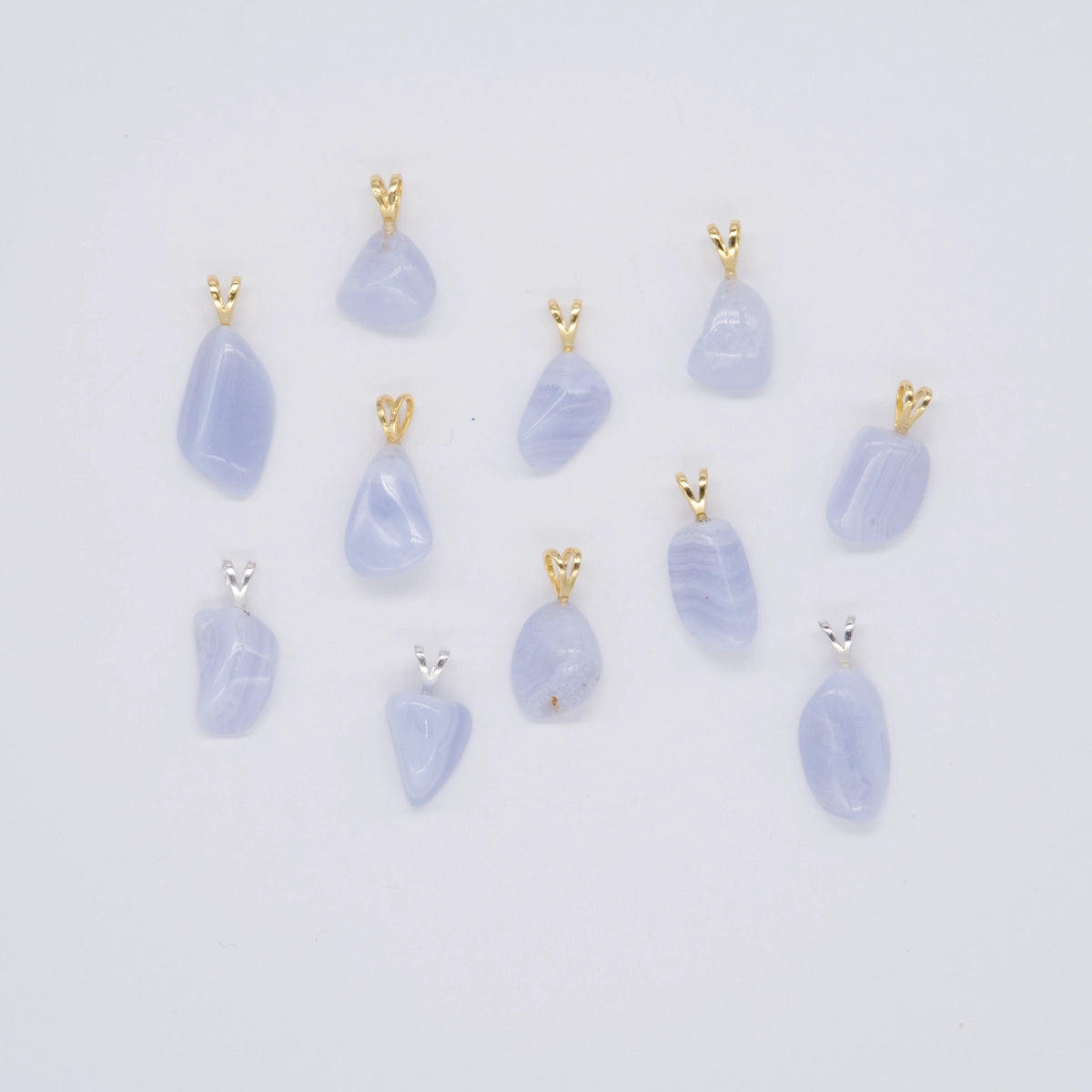 Chalcedon blau 1A-Qual Anhänger mini in Gold & Silber
