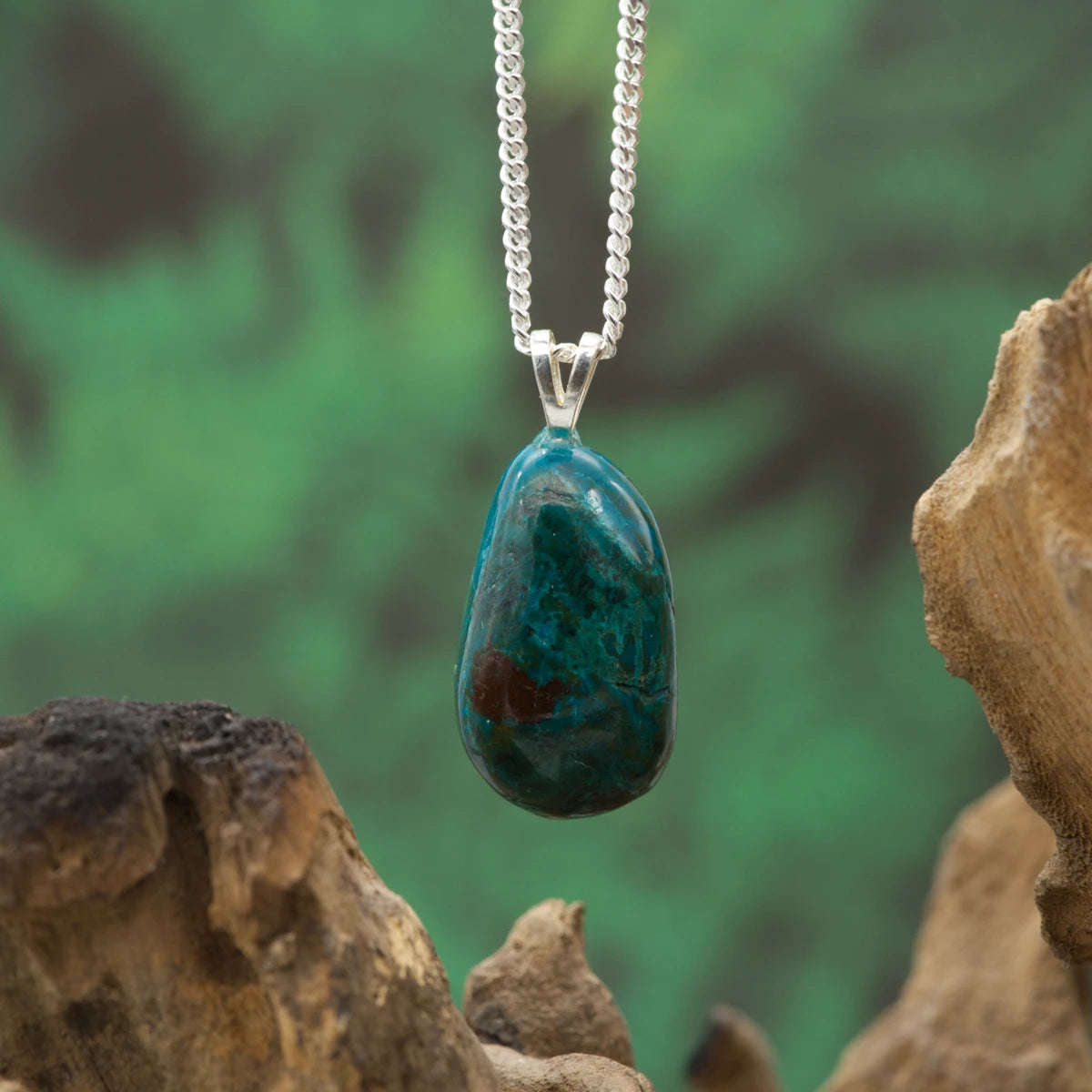 Chrysokoll-Shattuckit-Anhänger – unterstützt Intuition, Heilung und emotionale Balance.