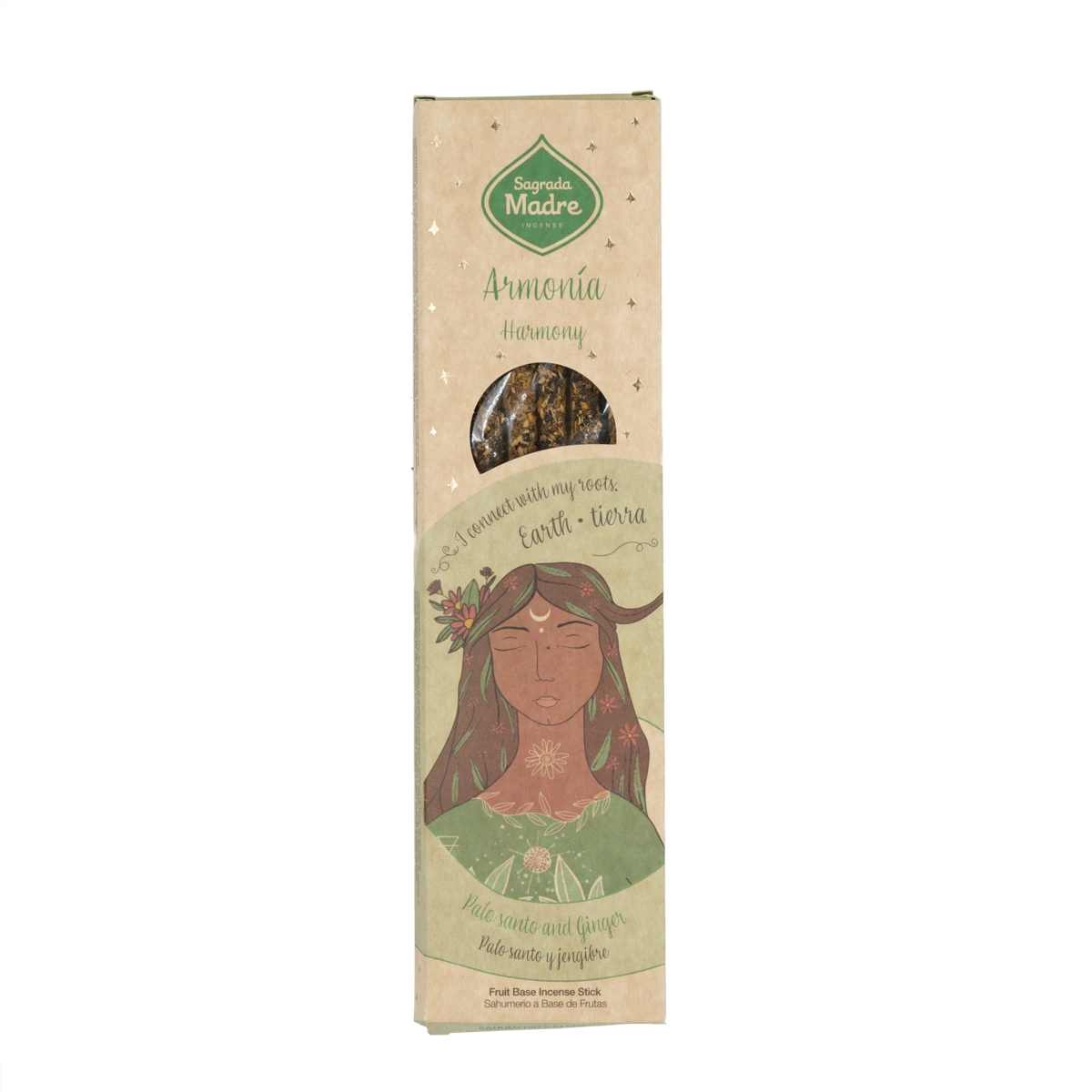 Sagrada Madre Element Erde Räucherstäbchen – 6 handgefertigte Sticks mit Palo Santo und Ingwer für Erdung, Vertrauen und innere Harmonie.