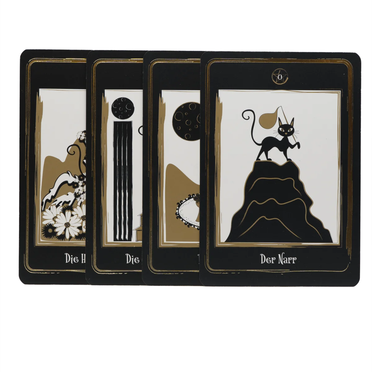 Black Cats Tarot von Helena de Almeida – magisches Katzen-Tarot mit Golddruck und liebevollen Illustrationen, online kaufen bei Calerris.