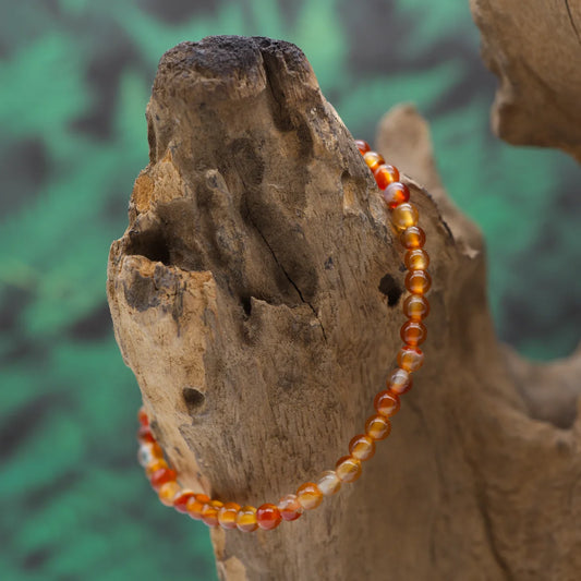 Edelstein-Armband aus 4 mm Karneol – aktiviert Energie und Kreativität.