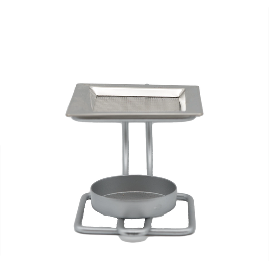 Räucherstövchen Kasir in Silber aus Metall mit Sieb und Teelichthalter – stilvoll räuchern und online kaufen bei Calerris.