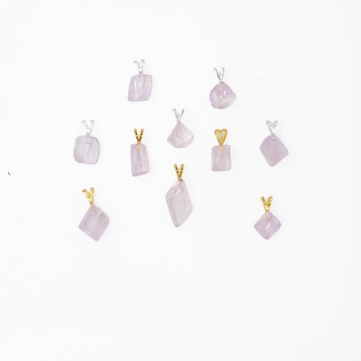 Kunzit 1A-Qual. Anhänger mini in Gold & Silber