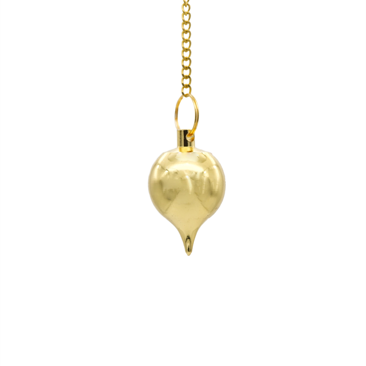 Vergoldetes Kugelpendel aus Messing mit Kette – edles Pendel für präzise Radiästhesie und Energiearbeit, online kaufen bei Calerris.