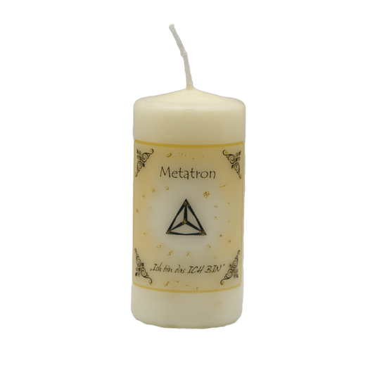 Violette Engelkerze Metatron – energetische Handarbeit mit Edelsteinessenz für Transformation und spirituelle Verbindung.