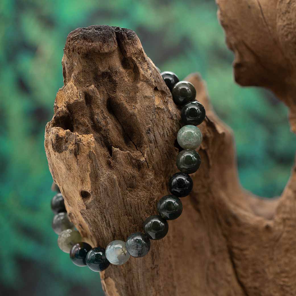 Achat "Moosachat" Armband 8mm