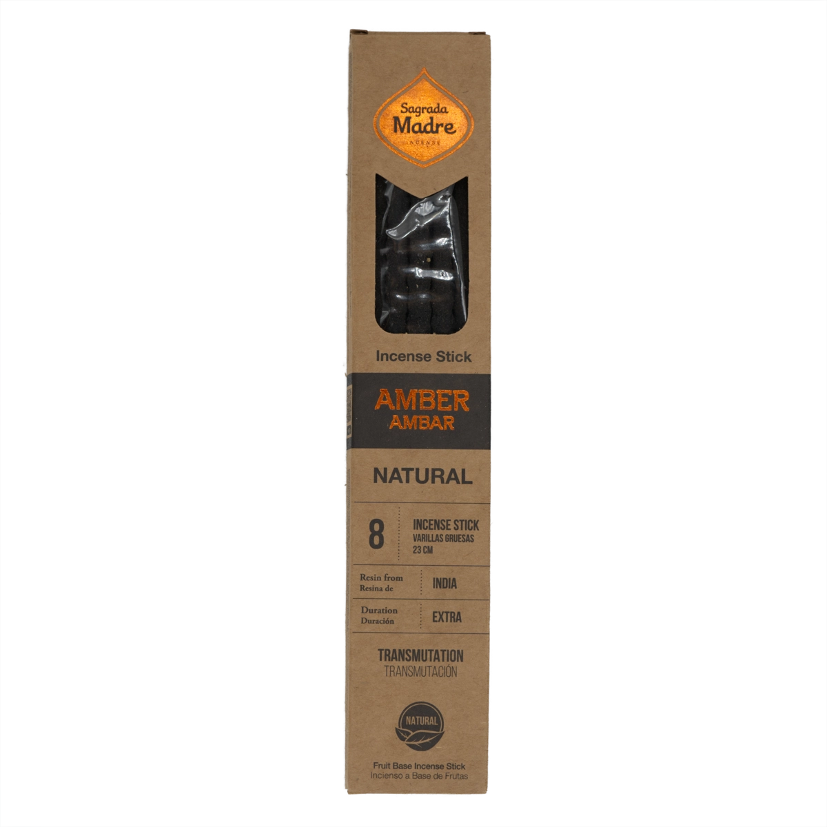 Sagrada Madre Bernstein Räucherstäbchen – 8 natürliche, handgefertigte Sticks mit warmem, erdigem Duft für Schutz, Reinigung und innere Ruhe.