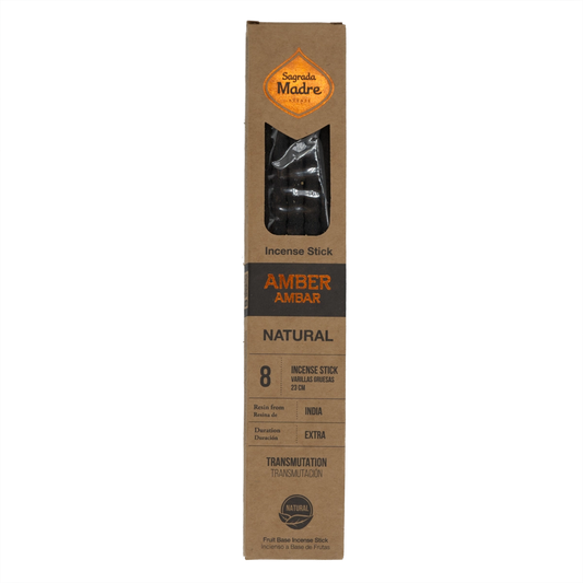 Sagrada Madre Bernstein Räucherstäbchen – 8 natürliche, handgefertigte Sticks mit warmem, erdigem Duft für Schutz, Reinigung und innere Ruhe.