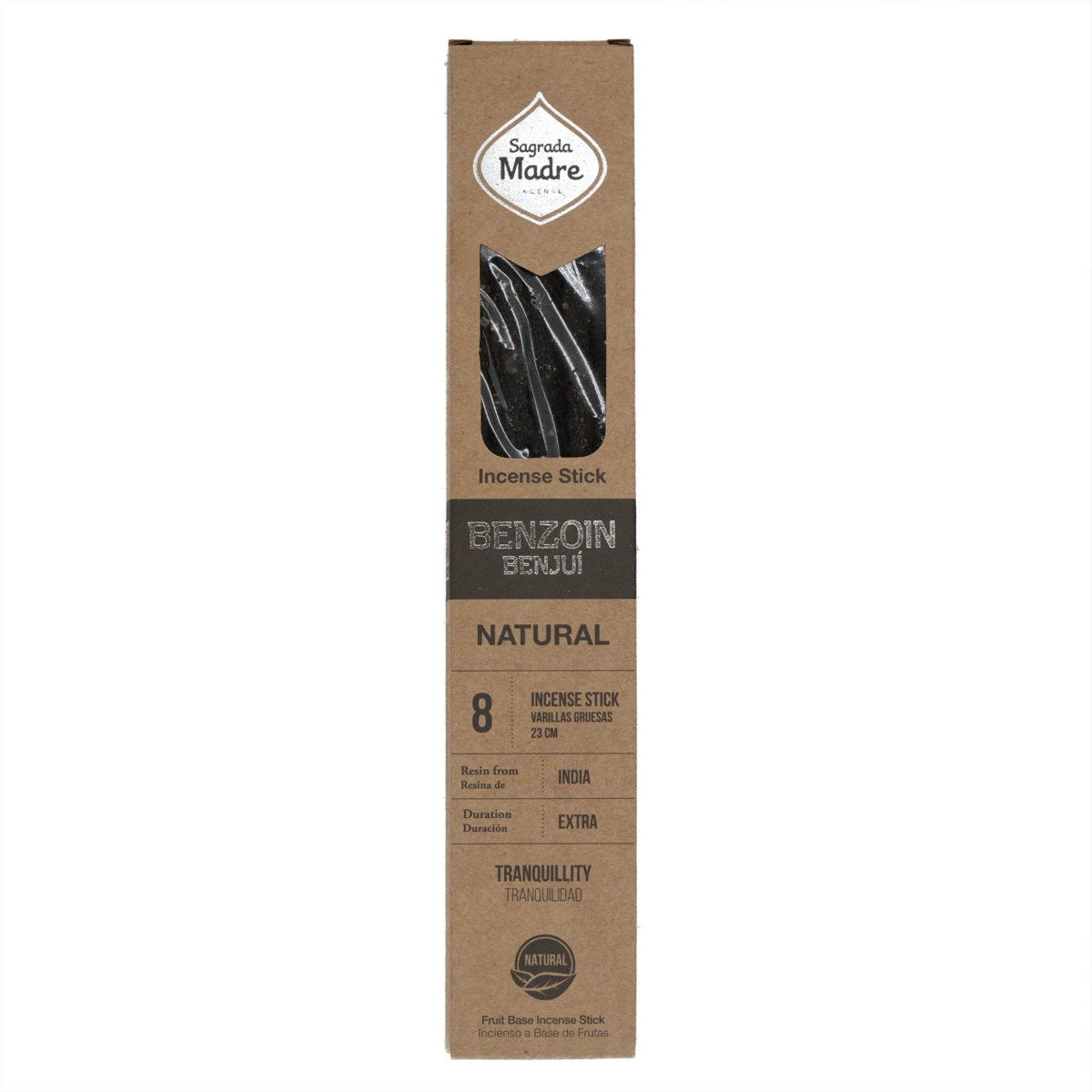 Sagrada Madre Benzoe Räucherstäbchen – 8 natürliche, handgefertigte Sticks mit süßem, beruhigendem Duft für Schutz, Reinigung und innere Ruhe.