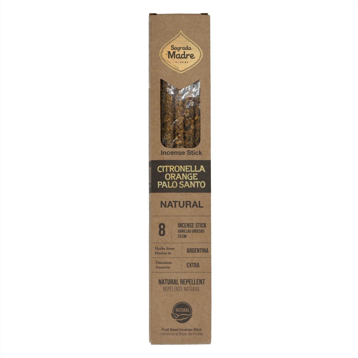 Sagrada Madre Citronella, Orange & Palo Santo Räucherstäbchen – 8 natürliche, handgefertigte Sticks für Reinigung, Schutz und spirituelle Harmonie.