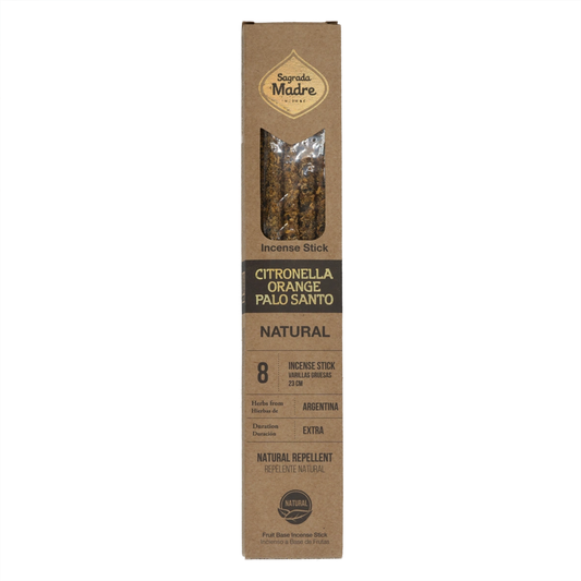 Sagrada Madre Citronella, Orange & Palo Santo Räucherstäbchen – 8 natürliche, handgefertigte Sticks für Reinigung, Schutz und spirituelle Harmonie.