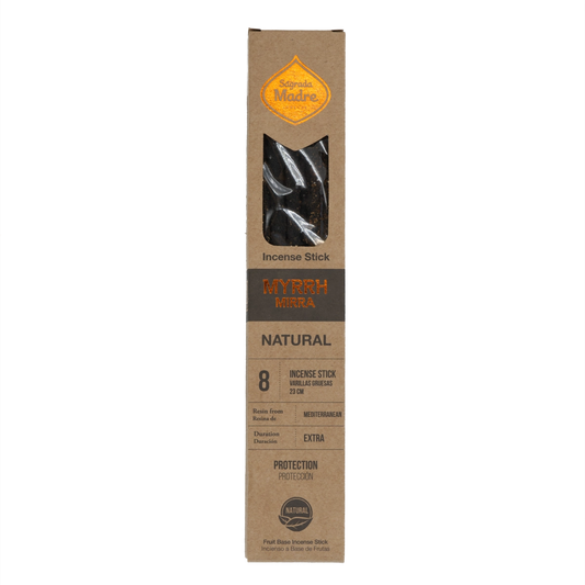 Sagrada Madre Myrrhe Räucherstäbchen – 8 natürliche, handgefertigte Sticks mit warm-holzigem Duft zur Reinigung, Heilung und Stärkung der inneren Kraft.