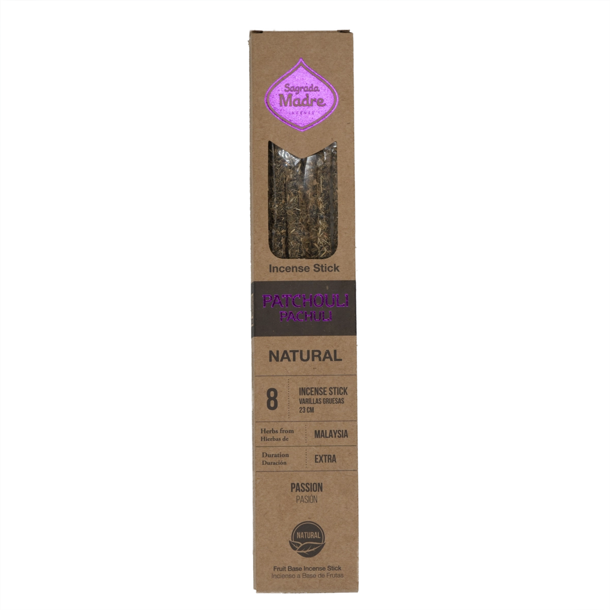 Sagrada Madre Patchouli Räucherstäbchen – 8 natürliche, handgefertigte Sticks mit warmem, erdigem Duft für Liebe, Wohlstand und innere Ruhe.