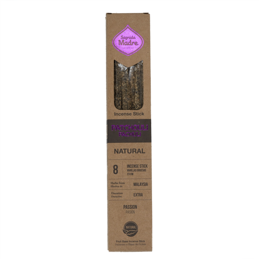 Sagrada Madre Patchouli Räucherstäbchen – 8 natürliche, handgefertigte Sticks mit warmem, erdigem Duft für Liebe, Wohlstand und innere Ruhe.